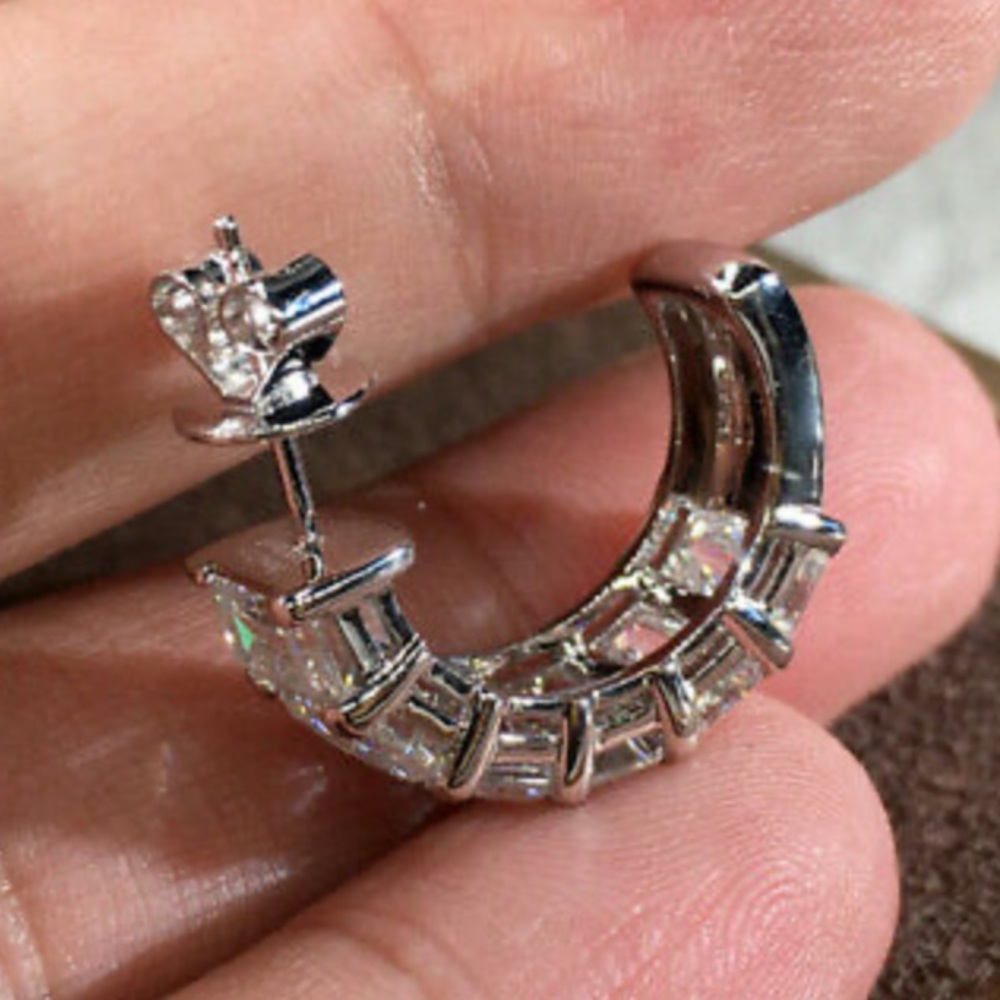 New Sterling silver diamond Earrings - Picture 3 of 4